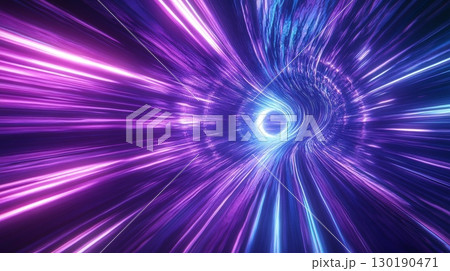 dynamic light effect with purple and blue rays, resembling the high-speed motion 130190471