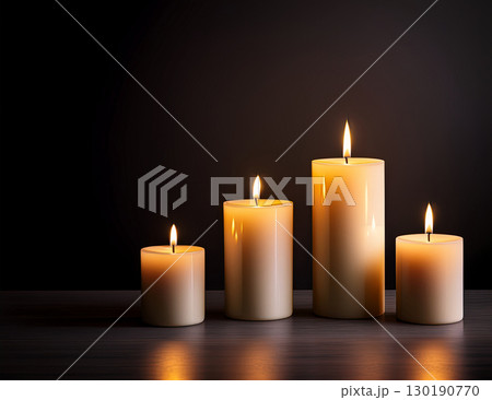 ダーク背景に映えるエレガントなキャンドルライト(コピースペース付き) ダーク背景に映えるエレガントなキャンドルライト(コピースペース付き) 130190770