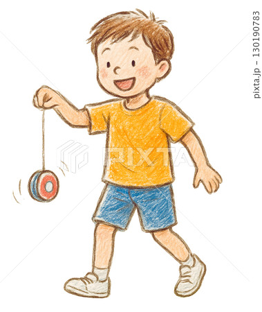 ヨーヨーで遊ぶ元気な男の子 130190783