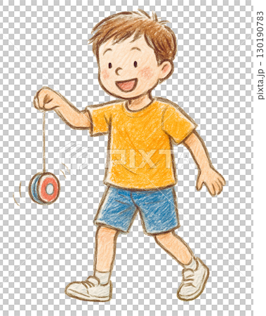 ヨーヨーで遊ぶ元気な男の子 130190783