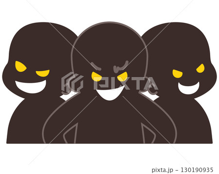 不敵に笑う犯罪者集団 悪者シルエット 不敵に笑う犯罪者集団 悪者シルエット 130190935