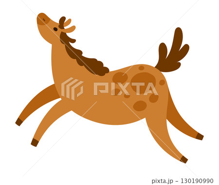 Cute Horse with Appaloosa Spotted Coat, Brown Body and Dark Mane and Tail Isolated on White. Adorable Dappled Chestnut Pony Perfect for Kids, Animal and Farm Design Projects Cute Horse with Appaloosa Spotted Coat, Brown Body and Dark Mane and Tail Isolated on White. Adorable Dappled Chestnut Pony Perfect for Kids, Animal and Farm Design Projects 130190990