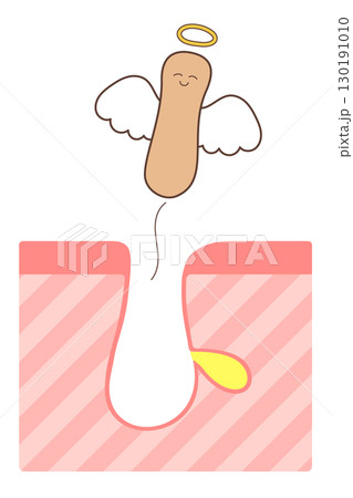 角栓除去　美容　毛穴から角栓が飛び立っていくイラスト 130191010