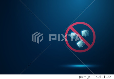 Sugar cubes inside a red prohibition sign. Concept of no sugar, healthy lifestyle, diet control, diabetes prevention, nutrition awareness 130191082