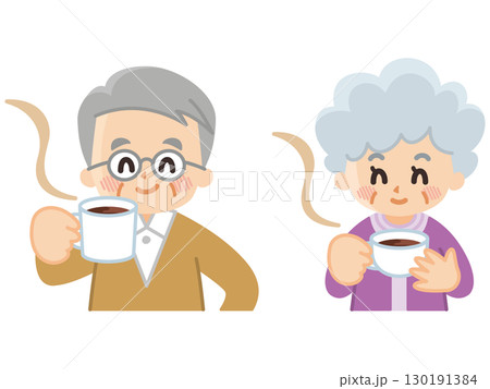 コーヒーを飲むシニア世代 130191384
