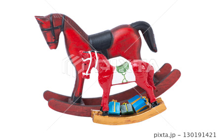 red christmas wooden horse isolated 130191421