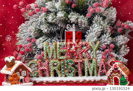 christmas decoration "merry christmas" with fir branches i christmas decoration "merry christmas" with fir branches i 130191524