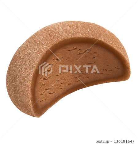 Chocolate mochi ice cream with creamy filling isolated on white background Chocolate mochi ice cream with creamy filling isolated on white background 130191647