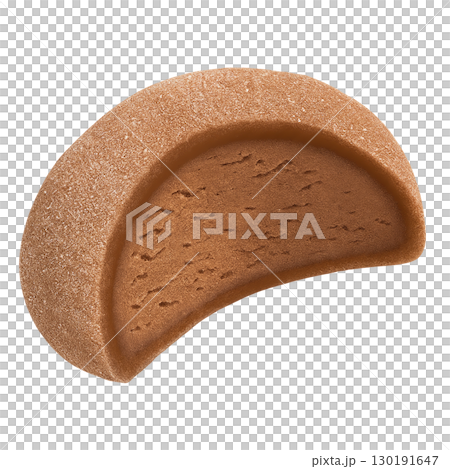 Chocolate mochi ice cream with creamy filling isolated on white background Chocolate mochi ice cream with creamy filling isolated on white background 130191647