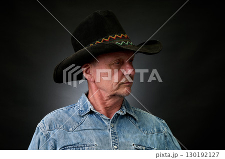 Portrait of a senior man in a vintage Harcourt style lighting Portrait of a senior man in a vintage Harcourt style lighting 130192127