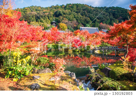 Beautiful autumn garden view with Eikando pagoda in autumn, Kyoto 130192803