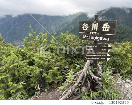 夏の谷川岳天神尾根から見た谷川岳登山道_霧の立ちこめる谷川岳 130192899