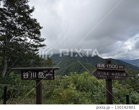 夏の谷川岳天神尾根から見た谷川岳登山道_霧の立ちこめる谷川岳 130192901