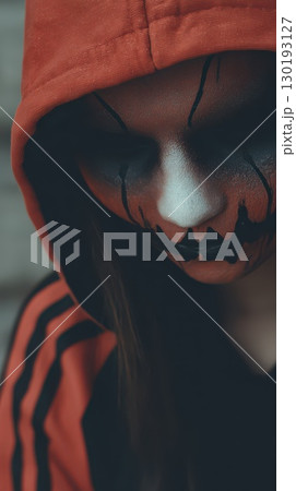 Urban Halloween costume with face paint 130193127