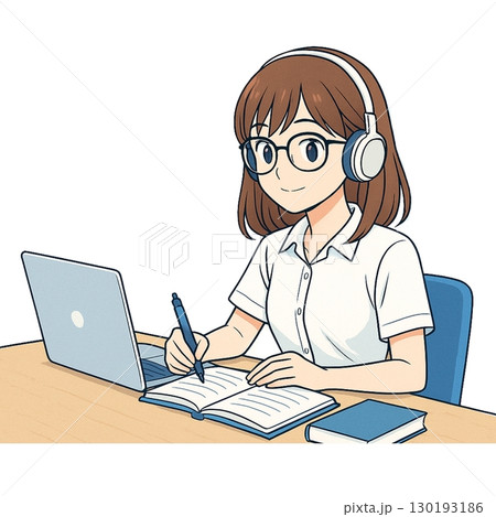 ノートパソコンで作業する女性 130193186