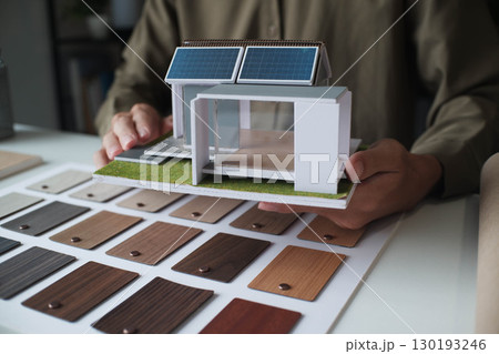 Architecture and Interior Designer man choosing interior materials. 130193246