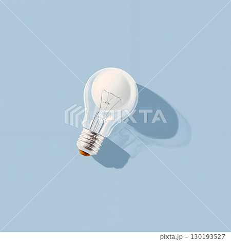 Minimalist LED Light Bulb on Blue Background 130193527