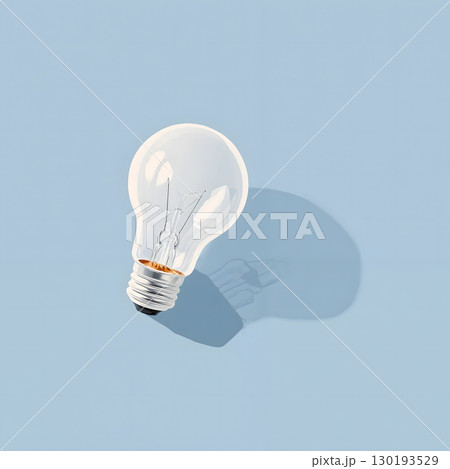 Minimalist LED Light Bulb on Blue Background 130193529
