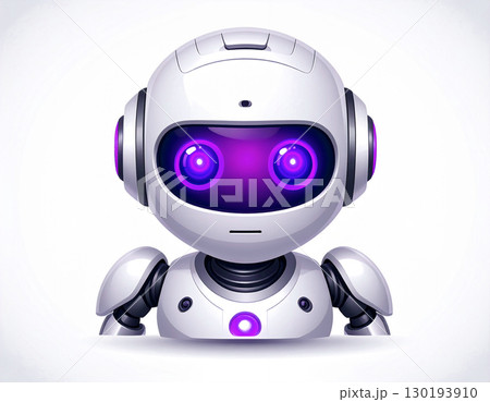 ゆるくてかわいいロボットのポートレート。AI生成画像。 130193910