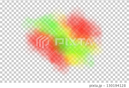 Colorful smoke cloud with vibrant red green and yellow gradient on transparent background abstract paint explosion 130194128