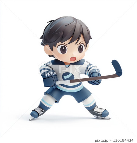 Young hockey player action pose 3d render 130194434