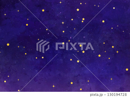 水彩画風の星空のイラスト/紫色の夜空 130194728
