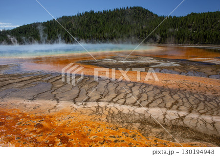 Grand Prismatic Pool at Yellowstone National Park. Grand Prismatic Pool at Yellowstone National Park. 130194948