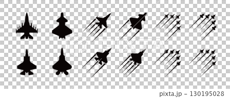 飛行機雲と戦闘機のシルエット,航空祭や大きなイベントでアクロバット飛行(フライオーバー)を披露する 飛行機雲と戦闘機のシルエット,航空祭や大きなイベントでアクロバット飛行(フライオーバー)を披露する 130195028