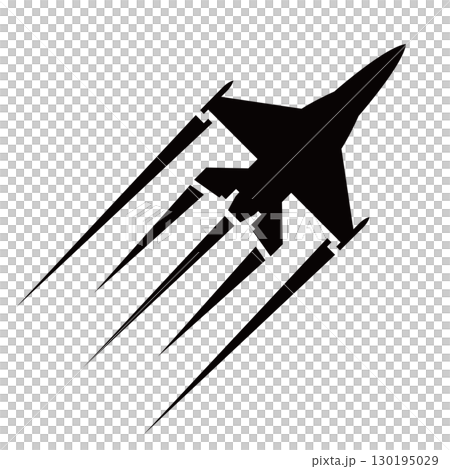 飛行機雲と戦闘機のシルエット,航空祭や大きなイベントでアクロバット飛行（フライオーバー）を披露する 130195029