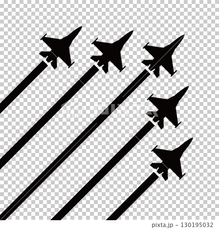 Contrails and silhouettes of fighter jets, performing aerobatics (flyovers) at air shows and large events Contrails and silhouettes of fighter jets, performing aerobatics (flyovers) at air shows and large events 130195032