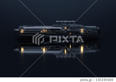 High-tech plasma rifle on black background High-tech plasma rifle on black background 130195089