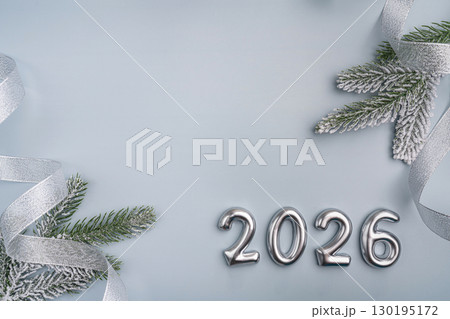 Elegant New Year 2026 Celebration with Silver Decor Elegant New Year 2026 Celebration with Silver Decor 130195172