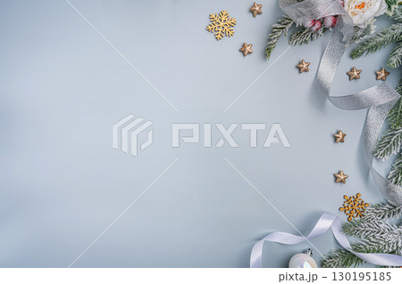 Silver and Frosted Christmas Gifts with Festive Decor 130195185