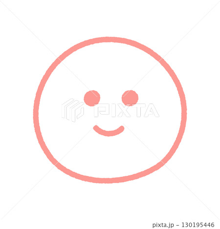 にこにこ笑っている顔の手書きのピンクの絵文字 - シンプルでかわいい笑顔のニコちゃんマークの素材 130195446