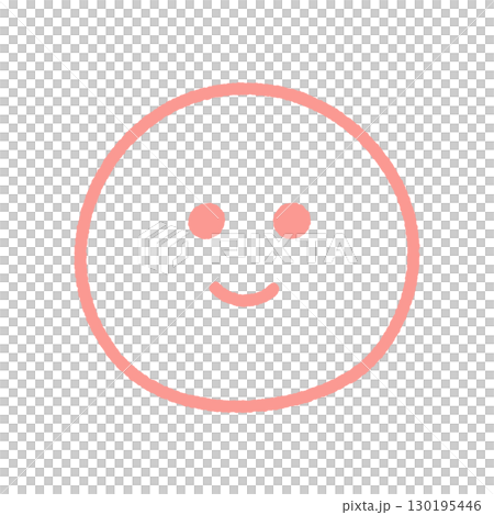 にこにこ笑っている顔の手書きのピンクの絵文字 - シンプルでかわいい笑顔のニコちゃんマークの素材 130195446