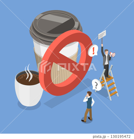 3D Isometric Flat Vector Illustration of Healthy Tips, Quit Tea And Coffee Consumption 130195472