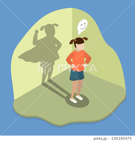3D Isometric Flat Vector Illustration of Self Confident Kids , Empowering Kids With Positive Self Esteem 130195473