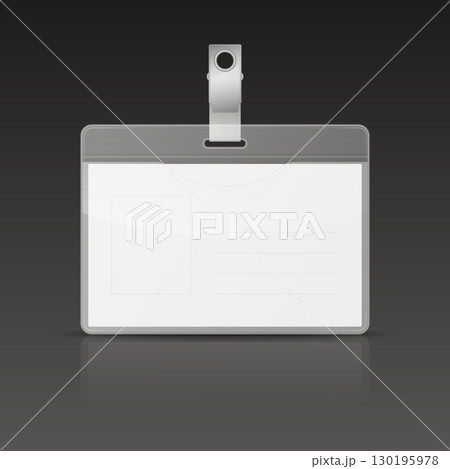 Vector Blank Horizontal ID Badge With Clip Holder. Conference Pass, Visitor Tag, Office Staff Identity Card, Security Entry Pass, Printable Name Tag, Event Credential, Vector Illustration Vector Blank Horizontal ID Badge With Clip Holder. Conference Pass, Visitor Tag, Office Staff Identity Card, Security Entry Pass, Printable Name Tag, Event Credential, Vector Illustration 130195978