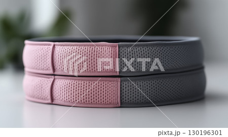 Dual-Tone Exercise Resistance Bands Showcasing Premium Fitness Equipment Detail 130196301