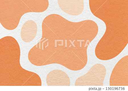 Abstract white, peach and coral background with amorphous shapes and spots, paper texture in flat organic design 130196736