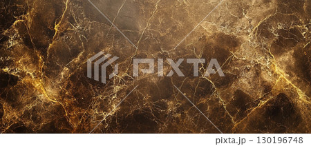 Dark Brown Marble with Gold Veins 130196748