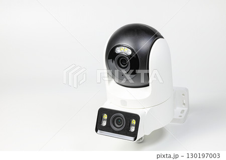 Modern White, wireless wi-fi IP cameras, CCTV Cameras for security isolated on a white background. 130197003