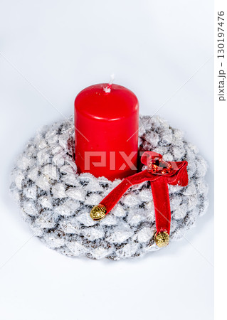 Christmas wreath candle candle gingerbread tree white snow isolated Christmas wreath candle candle gingerbread tree white snow isolated 130197476