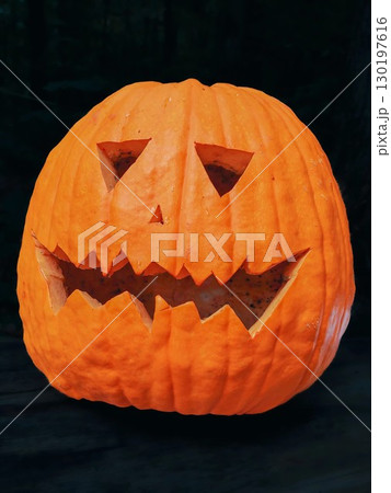 Orange Pumpkin with Facial Features 130197616