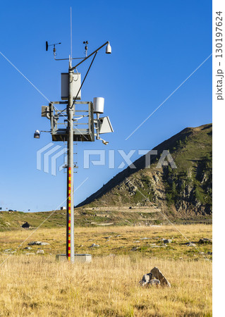 Weather station monitoring atmospheric conditions in the Italian Alps near Vinadio, Piedmont Weather station monitoring atmospheric conditions in the Italian Alps near Vinadio, Piedmont 130197624