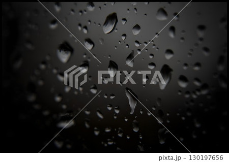An Abstract Photo of Raindrops on a Window Pane 130197656