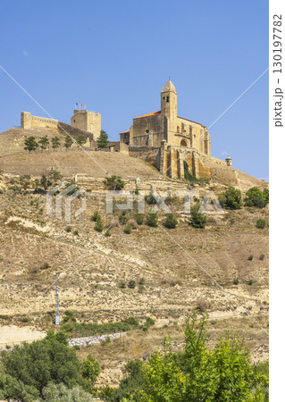 San Vicente de la Sonsierra Castle and Church dominating La Rioja landscape in Spain 130197782