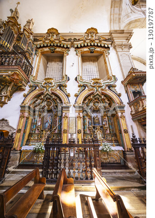 Ornate Altars and Pews inside Monastery of Saint Michael of Refojos, Cabeceiras de Basto, Portugal 130197787