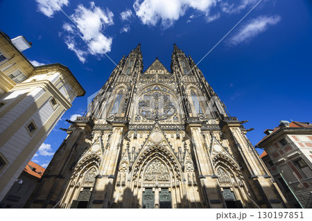 St. Vitus Cathedral rising majestically in Prague Castle on a sunny day 130197851