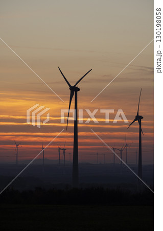 Wind turbine in flat landscape near Vienna, Austria 130198058